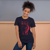 Wild Cat Short-Sleeve Unisex Navy Blue T-Shirt