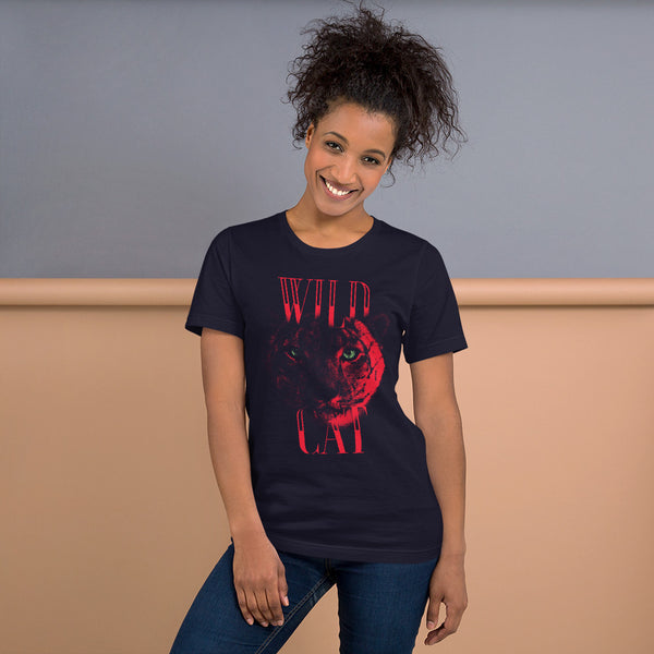 Wild Cat Short-Sleeve Unisex Navy Blue T-Shirt